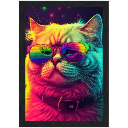 Mr. Cool-Cat Premium Semi-Glossy Paper Wooden Framed Print