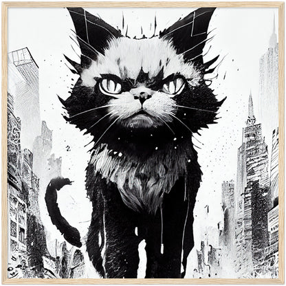 Catzilla Premium Semi-Glossy Paper Wooden Framed Print