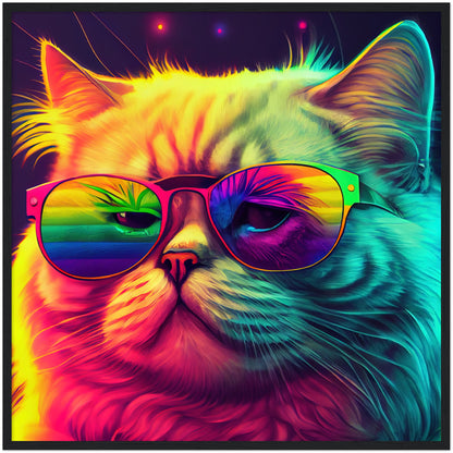 Mr. Cool-Cat Premium Semi-Glossy Paper Wooden Framed Print