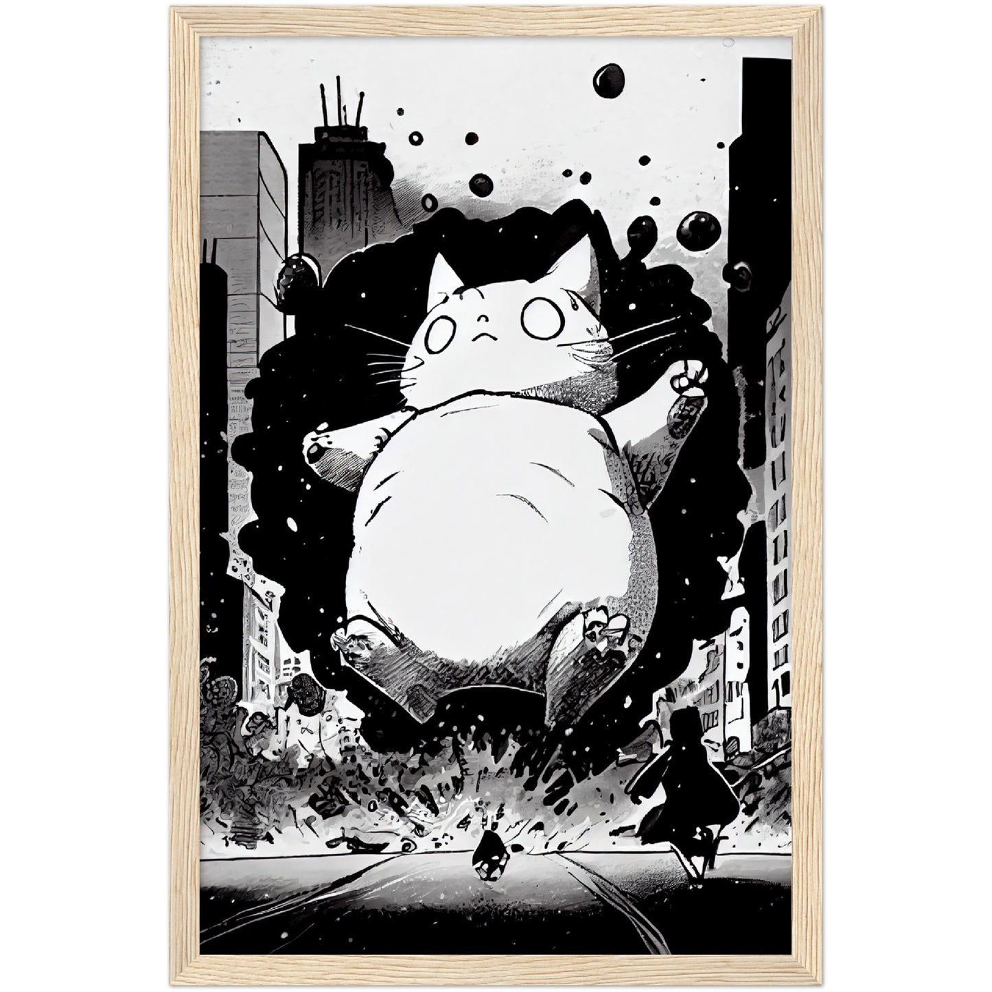 Catzilla Premium Semi-Glossy Paper Wooden Framed Print