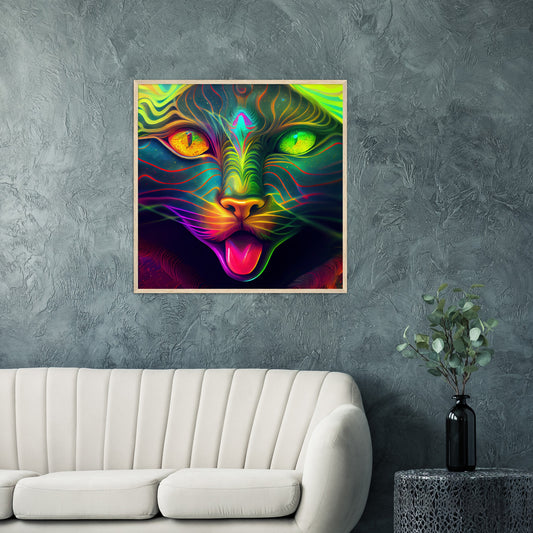 Catnip Trip Premium Semi-Glossy Paper Wooden Framed Print