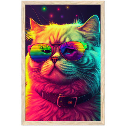 Mr. Cool-Cat Premium Semi-Glossy Paper Wooden Framed Print