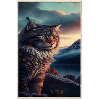 Mountain Kitty Portrait Premium Semi-Glossy Paper Wooden Framed Print