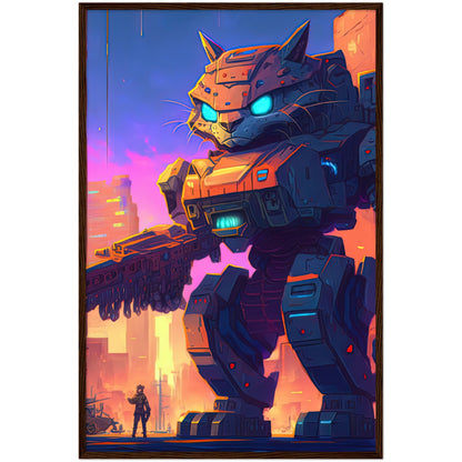 Mech Warrior Kitty Premium Semi-Glossy Paper Wooden Framed Print