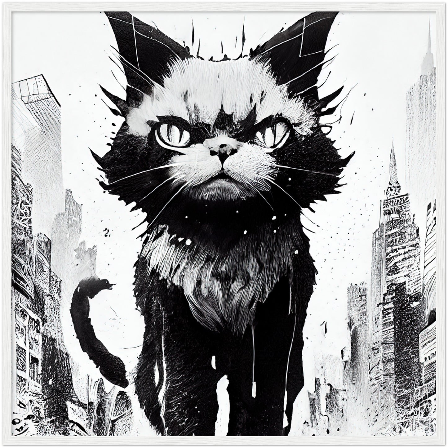 Catzilla Premium Semi-Glossy Paper Wooden Framed Print