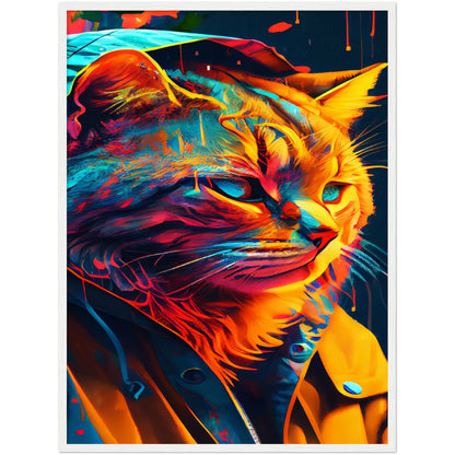 Vibrant Cat Premium Semi-Glossy Paper Wooden Framed Print