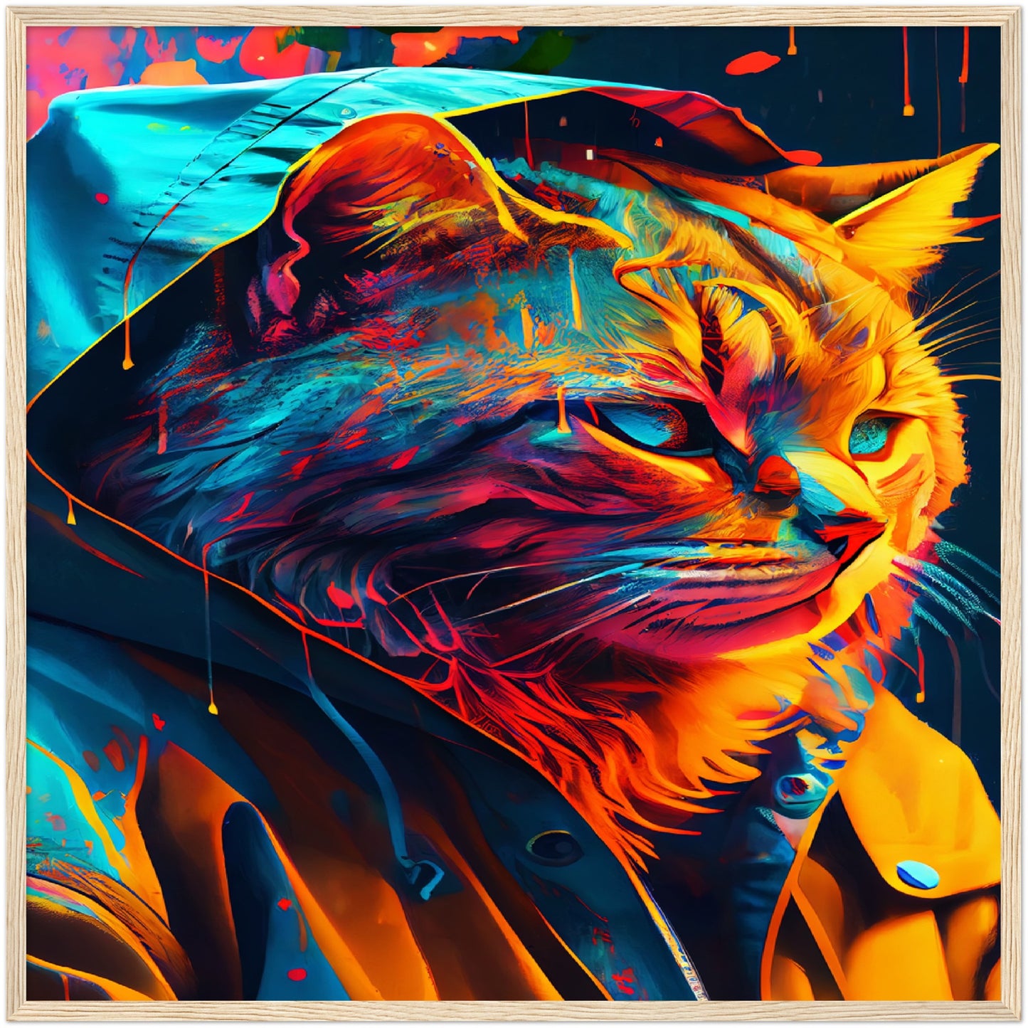 Vibrant Cat Premium Semi-Glossy Paper Wooden Framed Print