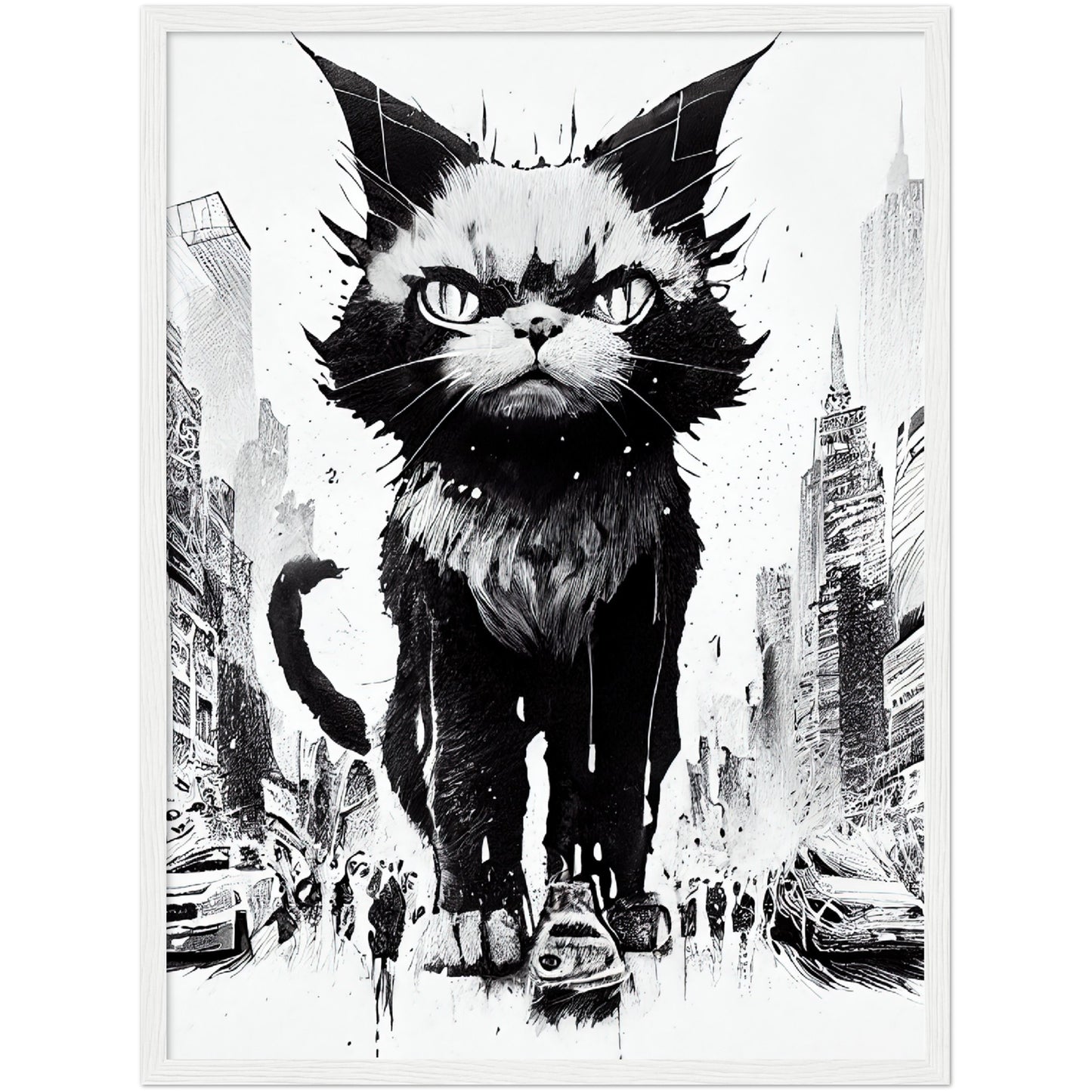 Catzilla Premium Semi-Glossy Paper Wooden Framed Print