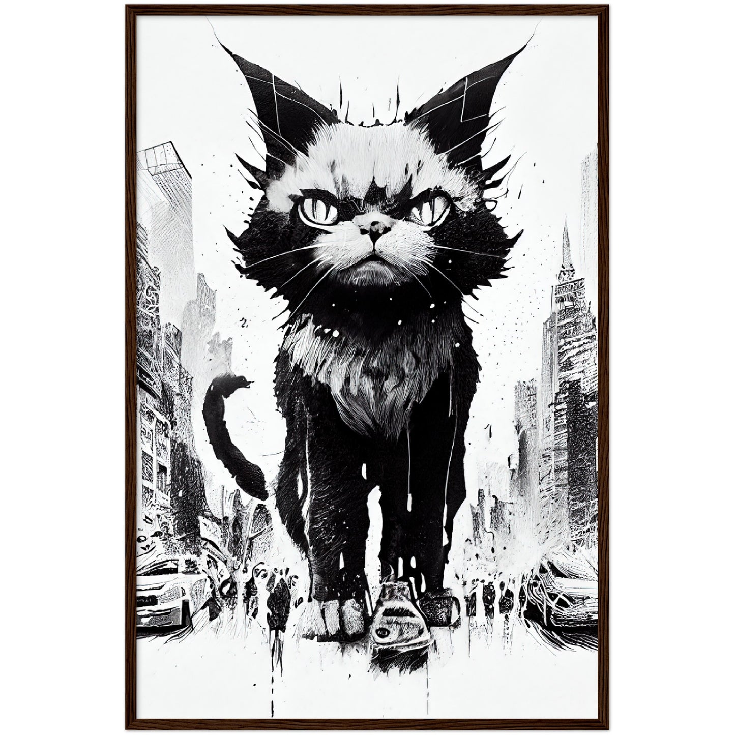 Catzilla Premium Semi-Glossy Paper Wooden Framed Print