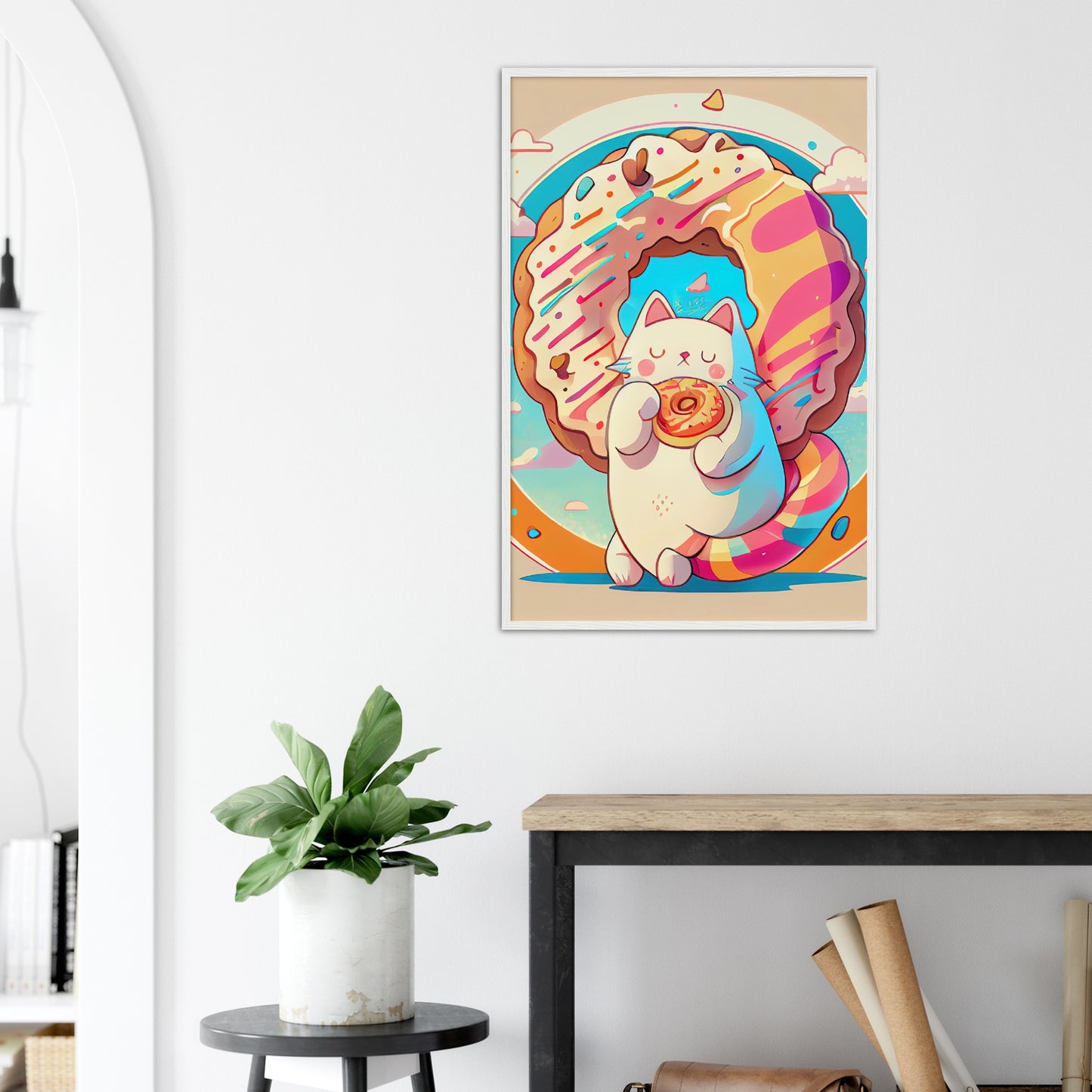 Donutcat Premium Wooden Framed Print