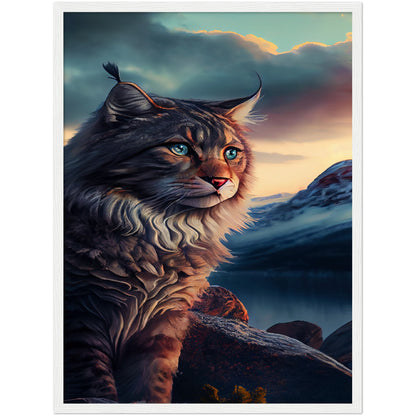 Mountain Kitty Portrait Premium Semi-Glossy Paper Wooden Framed Print