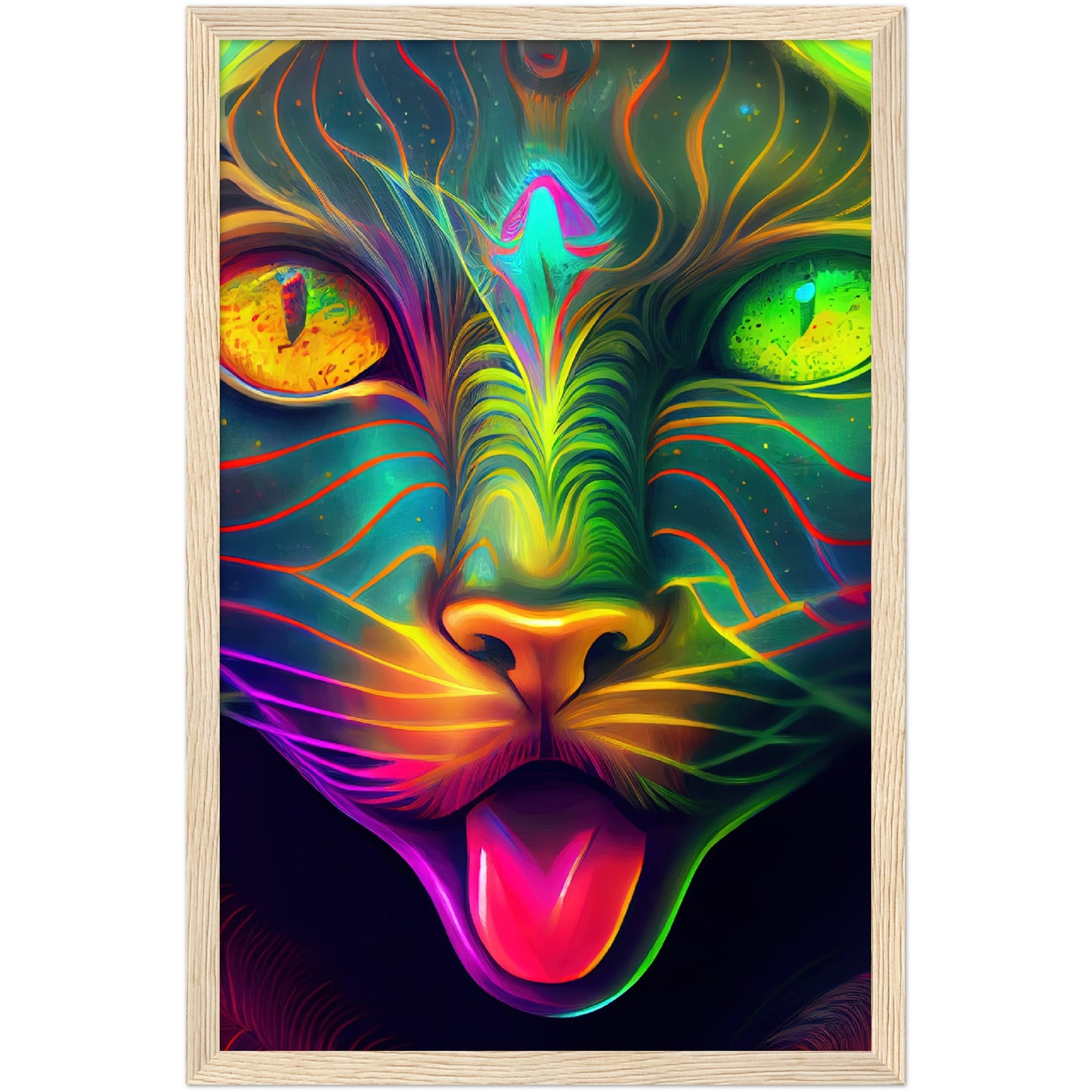 Catnip Trip Premium Semi-Glossy Paper Wooden Framed Print