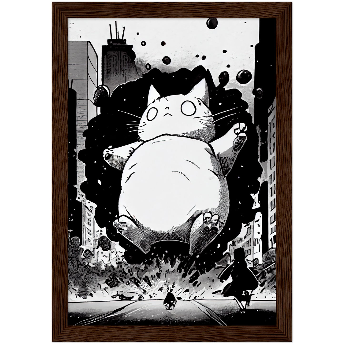 Catzilla Premium Semi-Glossy Paper Wooden Framed Print