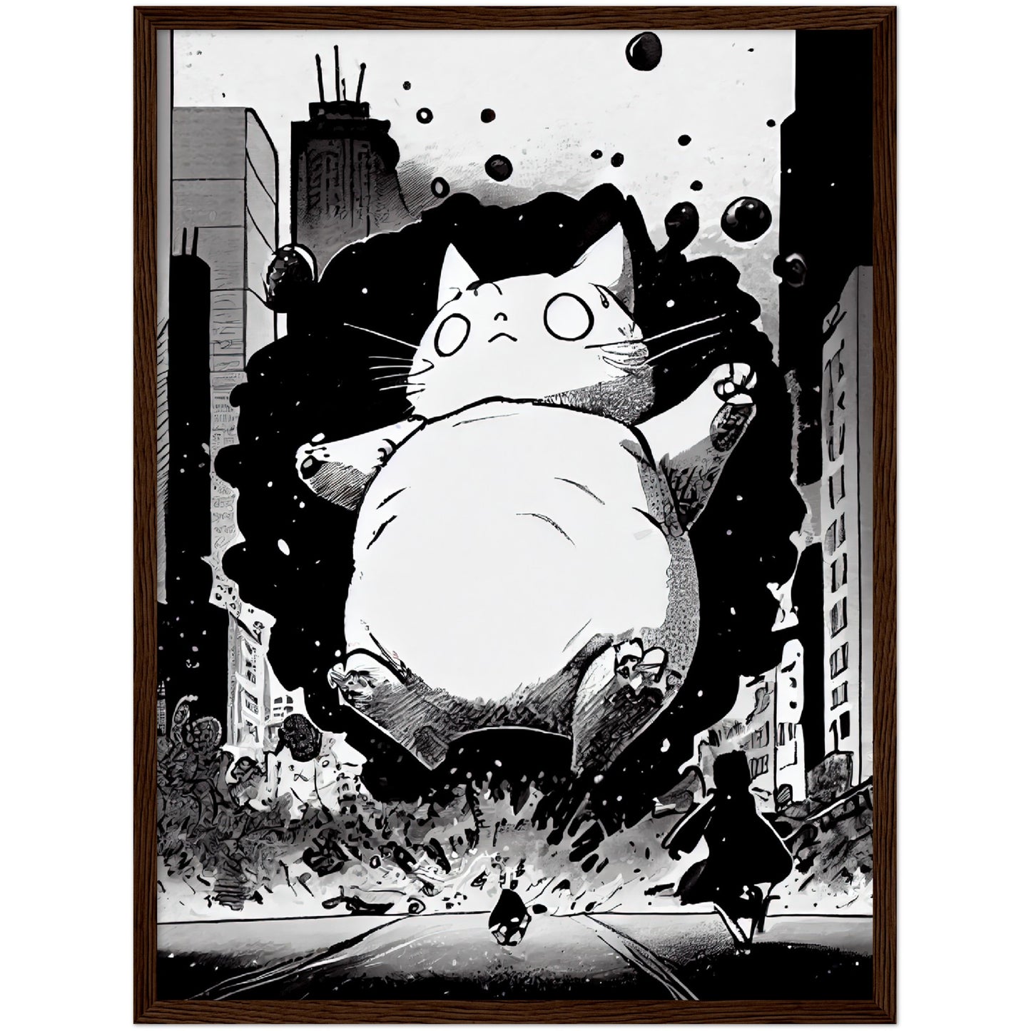 Catzilla Premium Semi-Glossy Paper Wooden Framed Print