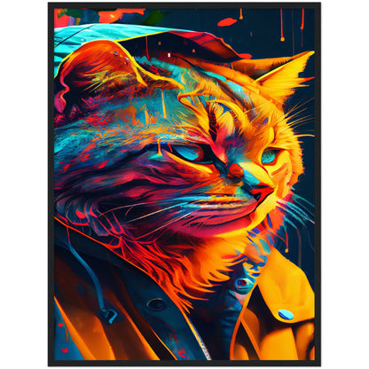 Vibrant Cat Premium Semi-Glossy Paper Wooden Framed Print