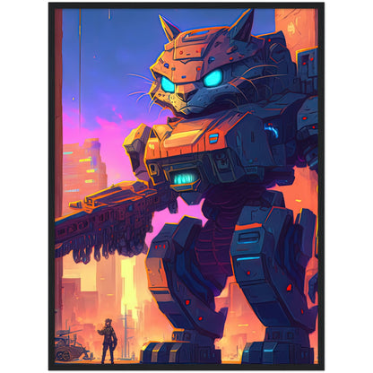 Mech Warrior Kitty Premium Semi-Glossy Paper Wooden Framed Print