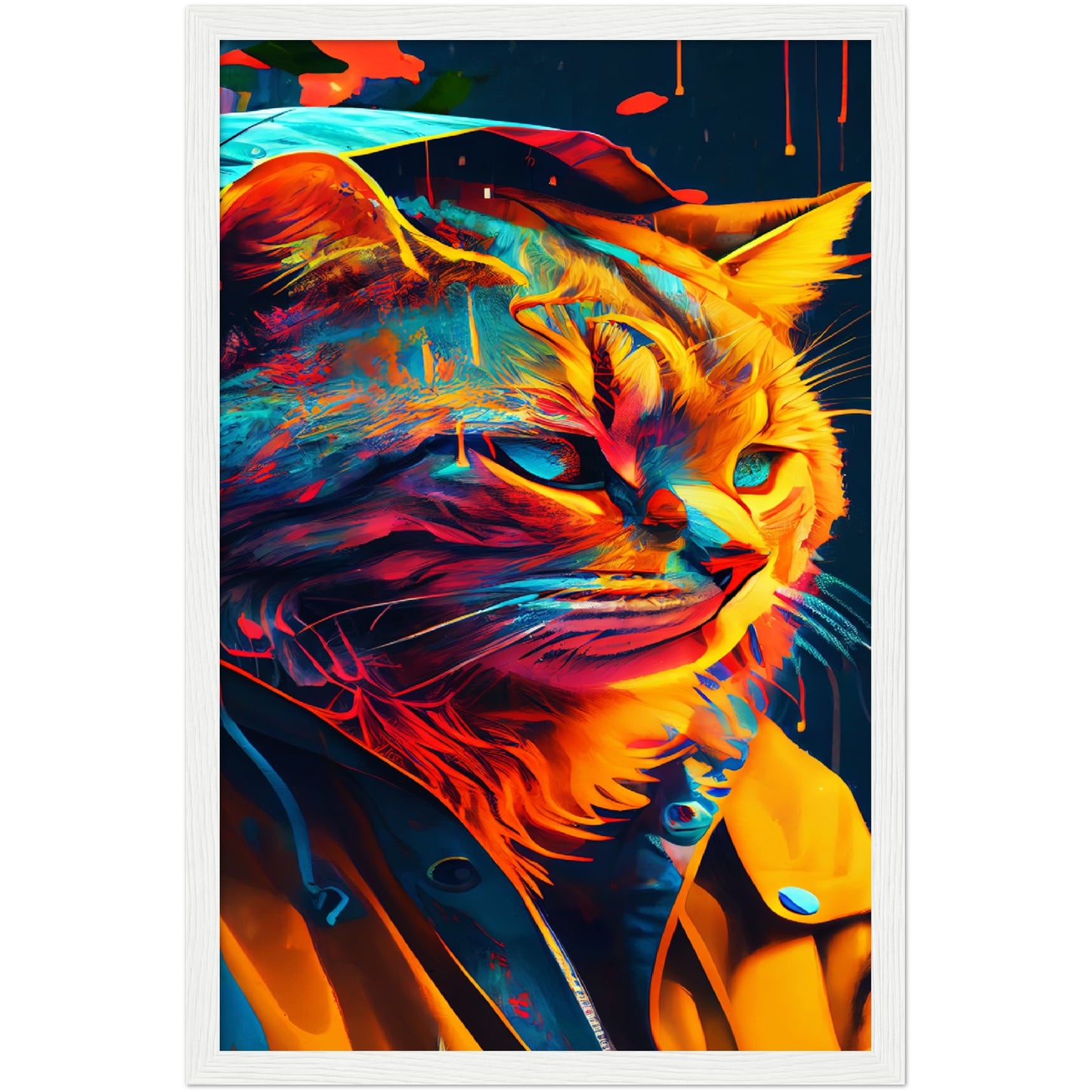 Vibrant Cat Premium Semi-Glossy Paper Wooden Framed Print