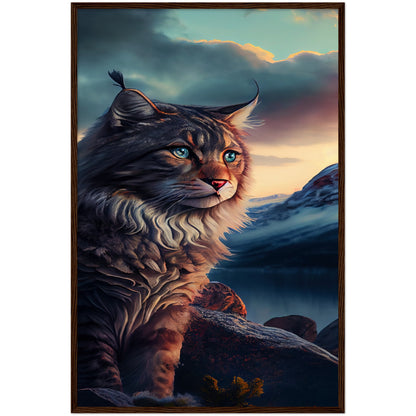 Mountain Kitty Portrait Premium Semi-Glossy Paper Wooden Framed Print