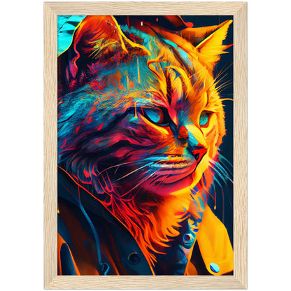 Vibrant Cat Premium Semi-Glossy Paper Wooden Framed Print