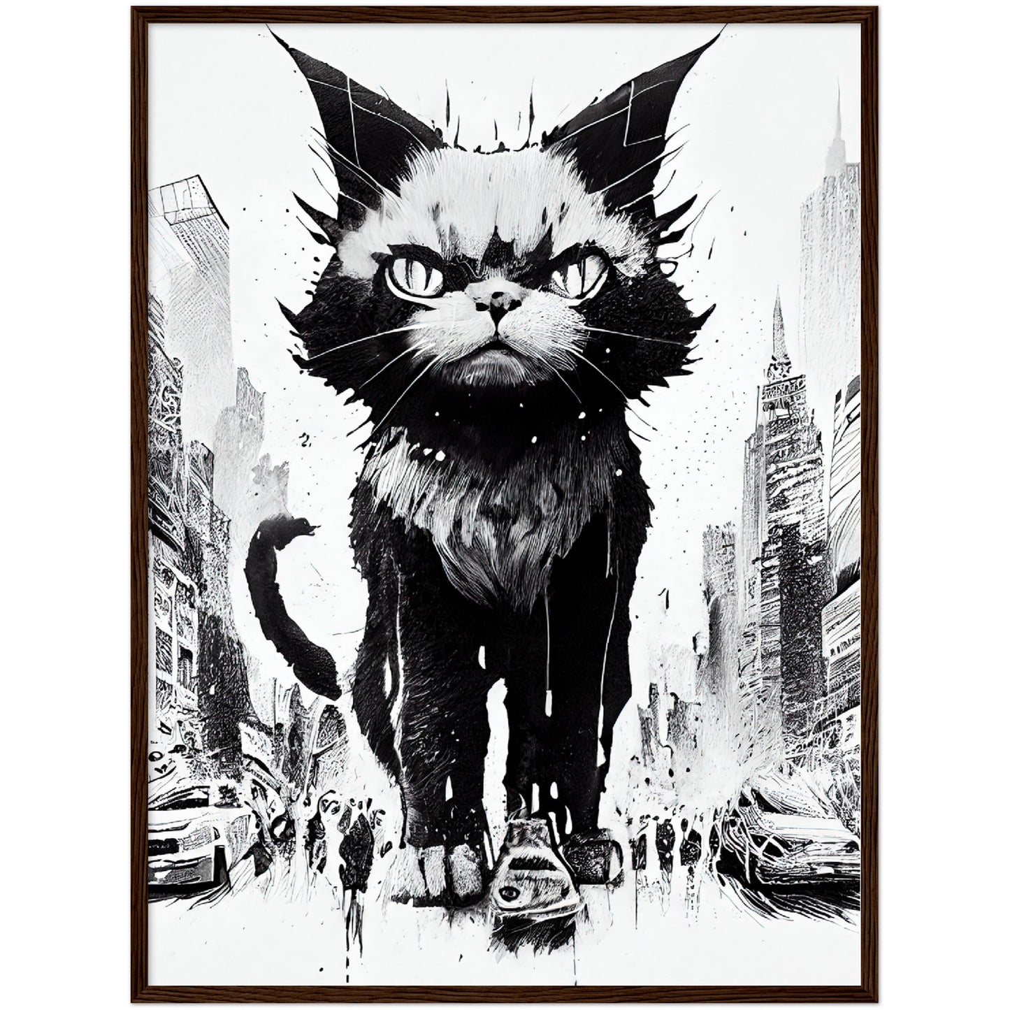 Catzilla Premium Semi-Glossy Paper Wooden Framed Print