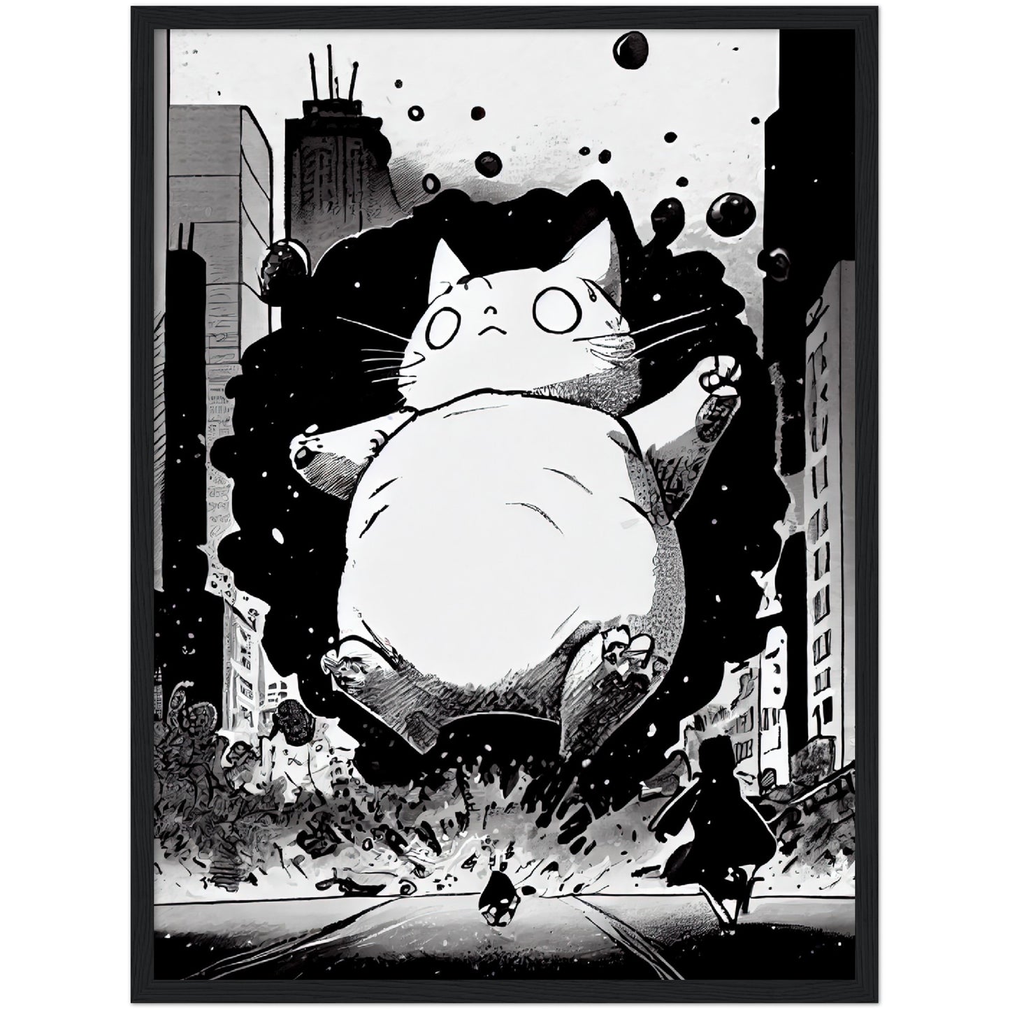 Catzilla Premium Semi-Glossy Paper Wooden Framed Print