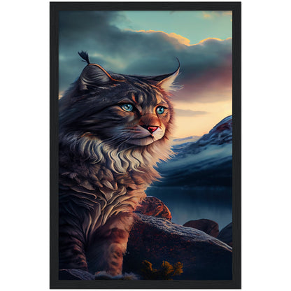 Mountain Kitty Portrait Premium Semi-Glossy Paper Wooden Framed Print