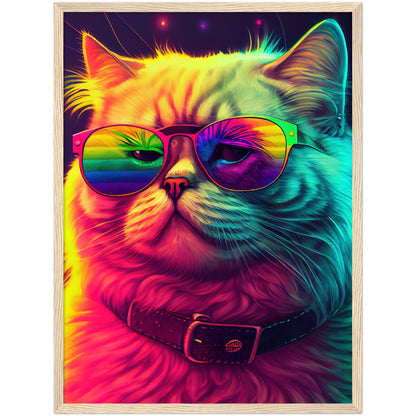 Mr. Cool-Cat Premium Semi-Glossy Paper Wooden Framed Print