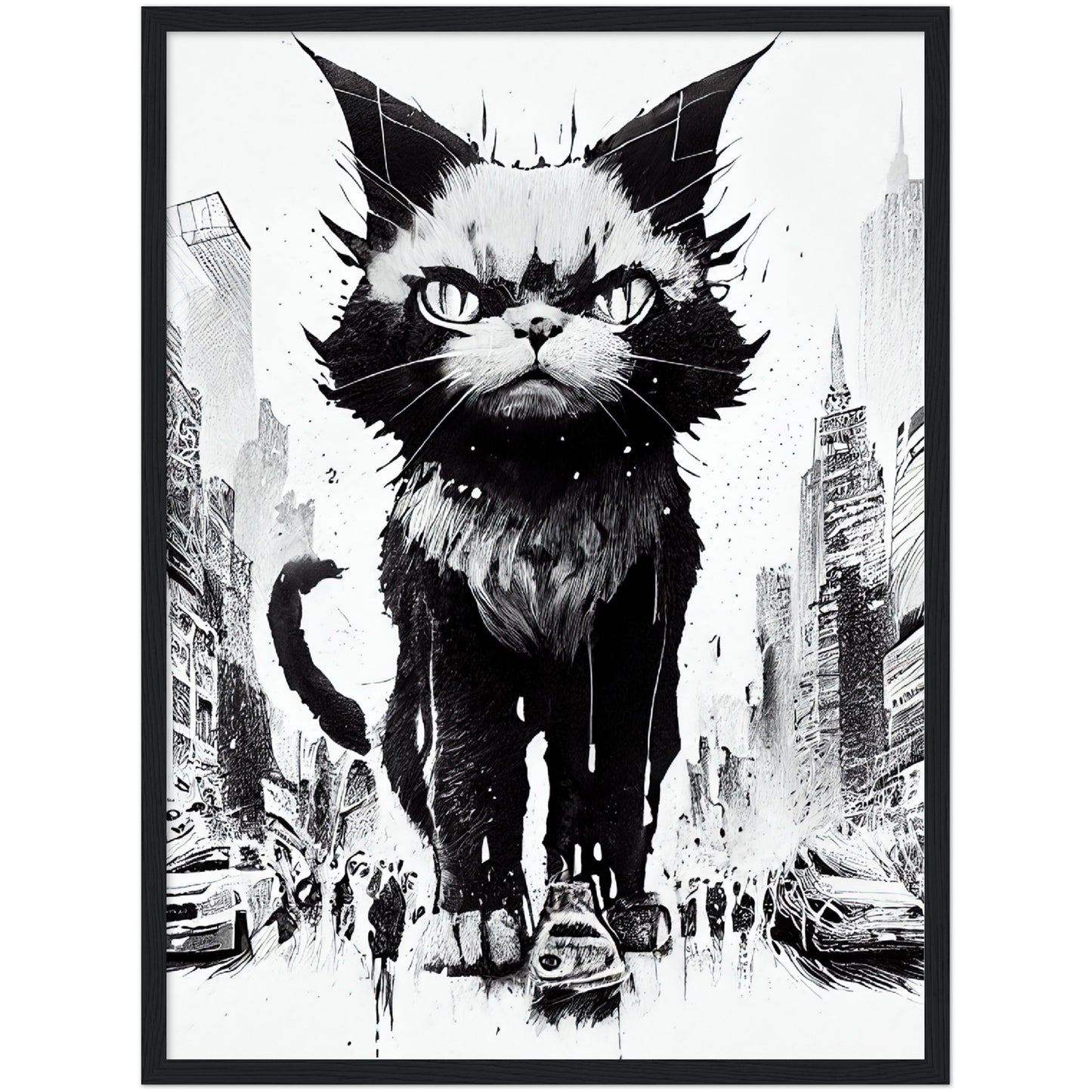 Catzilla Premium Semi-Glossy Paper Wooden Framed Print