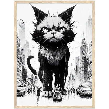 Catzilla Premium Semi-Glossy Paper Wooden Framed Print