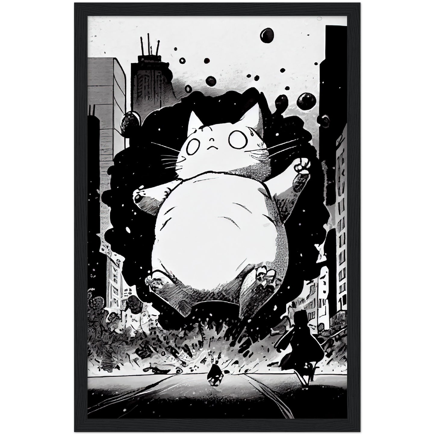 Catzilla Premium Semi-Glossy Paper Wooden Framed Print