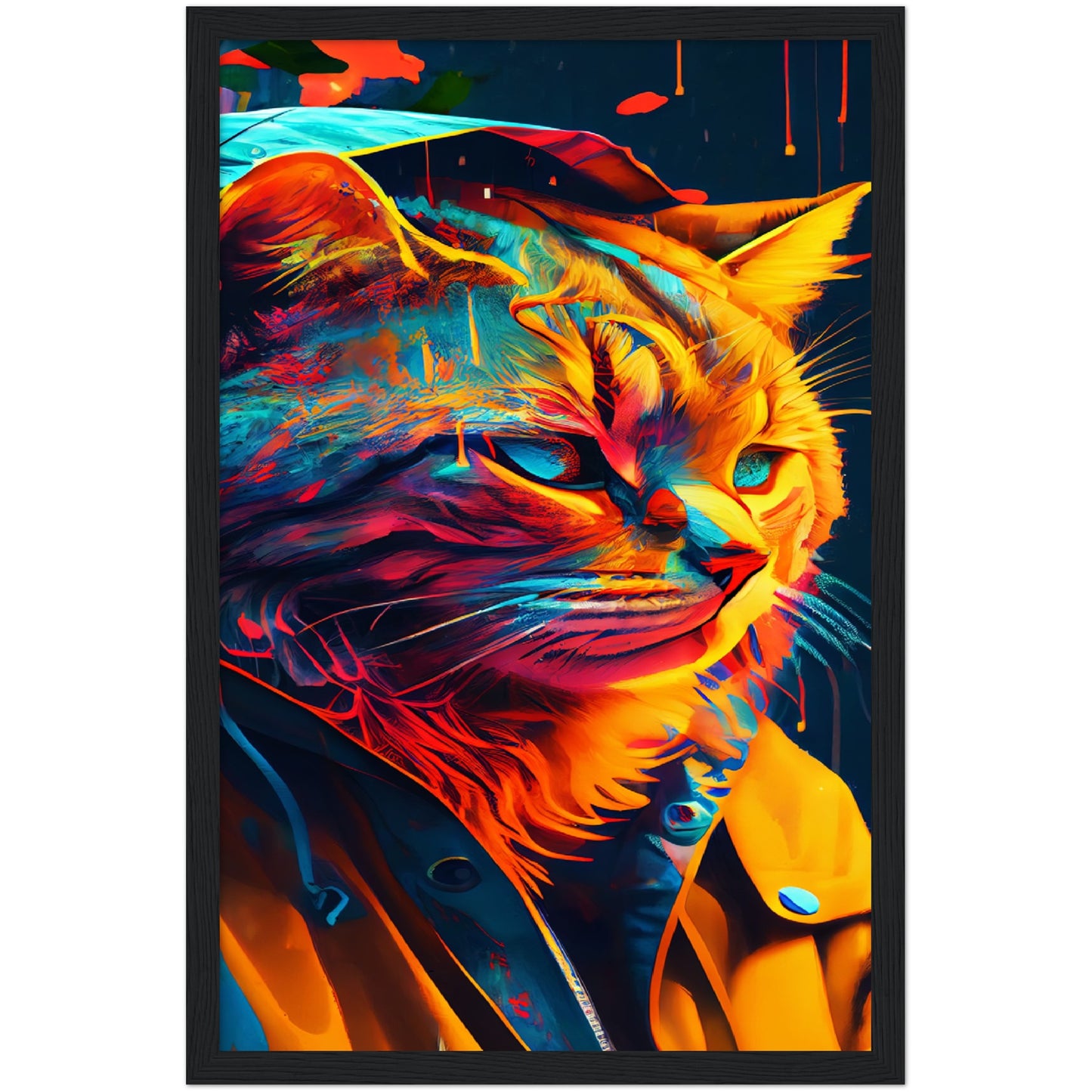 Vibrant Cat Premium Semi-Glossy Paper Wooden Framed Print