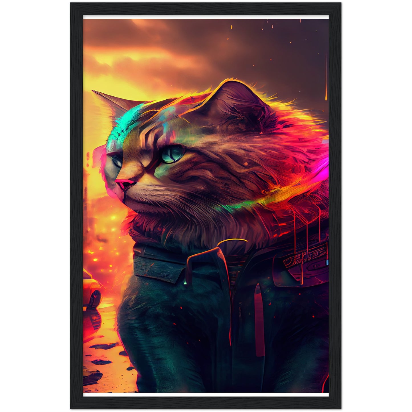 Kitty Portrait Premium Semi-Glossy Paper Wooden Framed Print