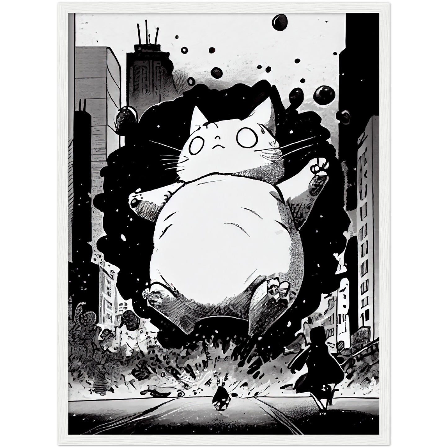 Catzilla Premium Semi-Glossy Paper Wooden Framed Print