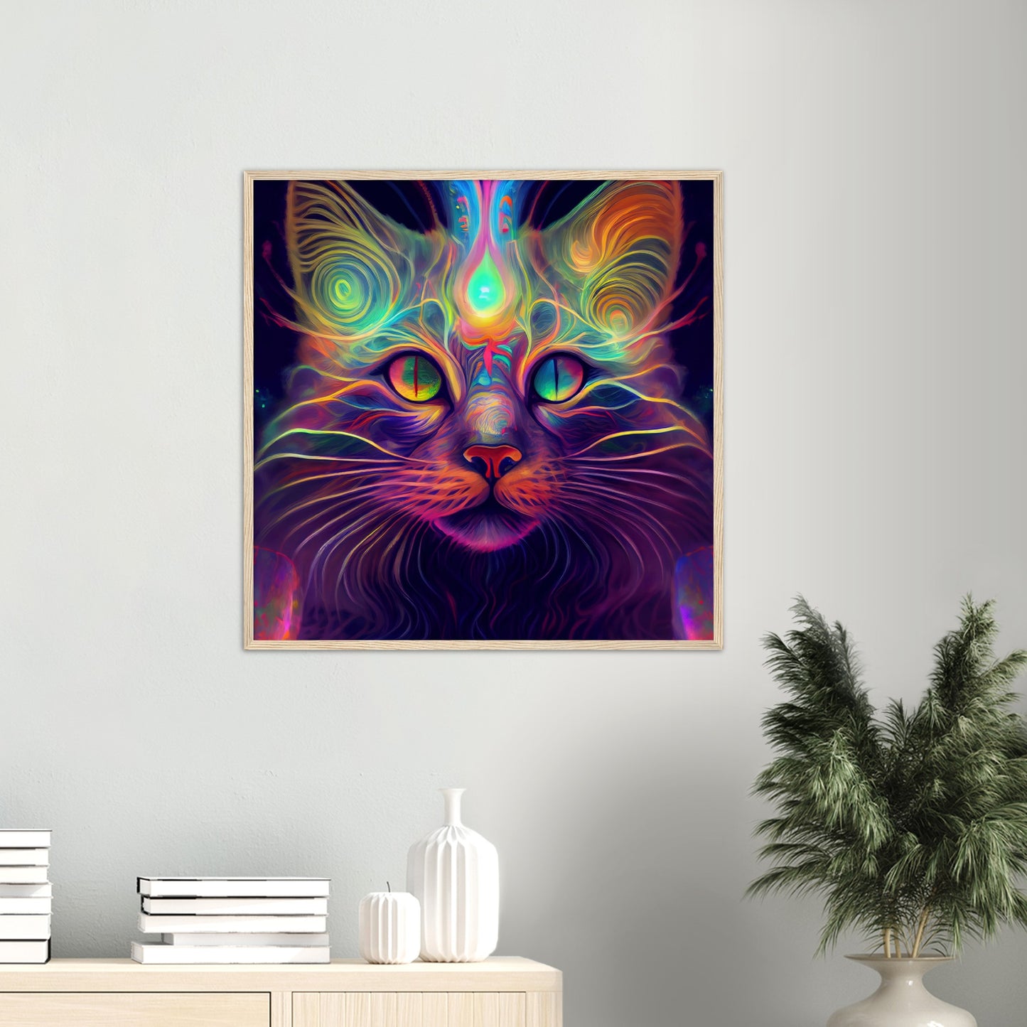 Catnip Trip Premium Semi-Glossy Paper Wooden Framed Print