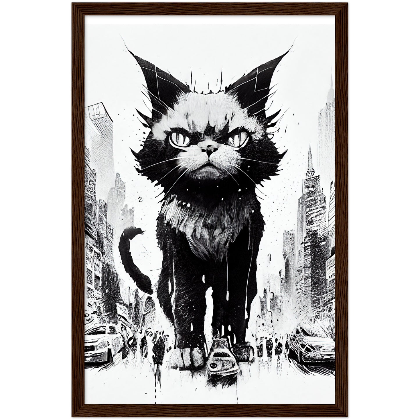 Catzilla Premium Semi-Glossy Paper Wooden Framed Print