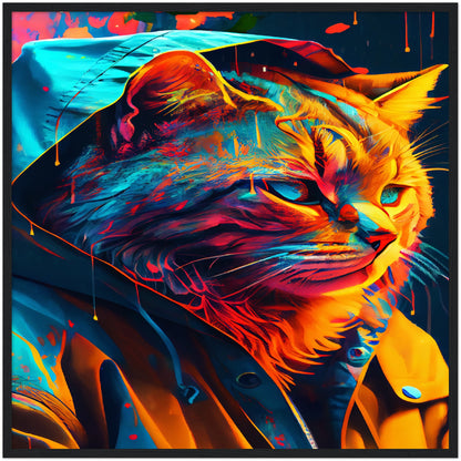 Vibrant Cat Premium Semi-Glossy Paper Wooden Framed Print