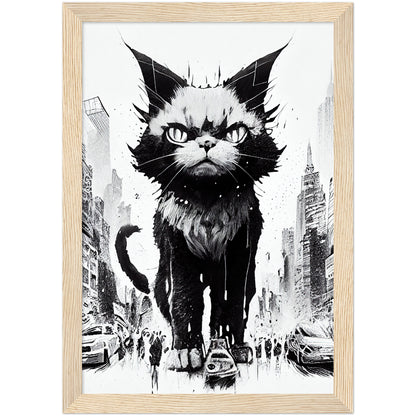 Catzilla Premium Semi-Glossy Paper Wooden Framed Print