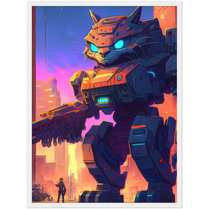 Mech Warrior Kitty Premium Semi-Glossy Paper Wooden Framed Print