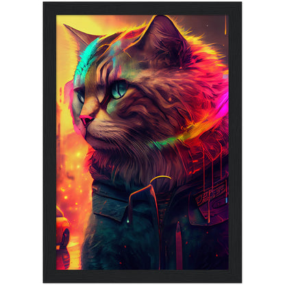 Kitty Portrait Premium Semi-Glossy Paper Wooden Framed Print