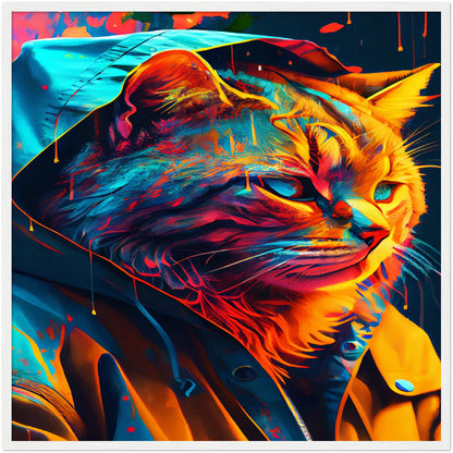 Vibrant Cat Premium Semi-Glossy Paper Wooden Framed Print