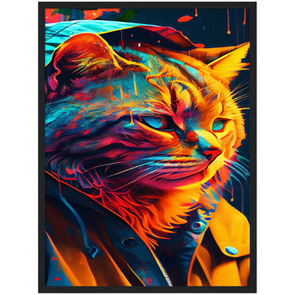 Vibrant Cat Premium Semi-Glossy Paper Wooden Framed Print