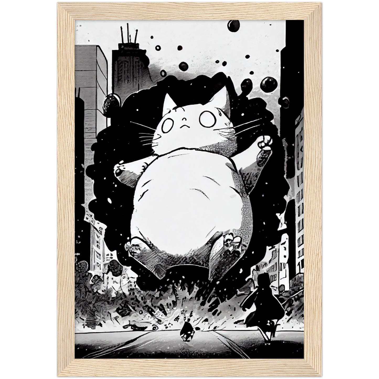 Catzilla Premium Semi-Glossy Paper Wooden Framed Print