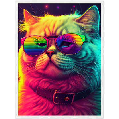 Mr. Cool-Cat Premium Semi-Glossy Paper Wooden Framed Print