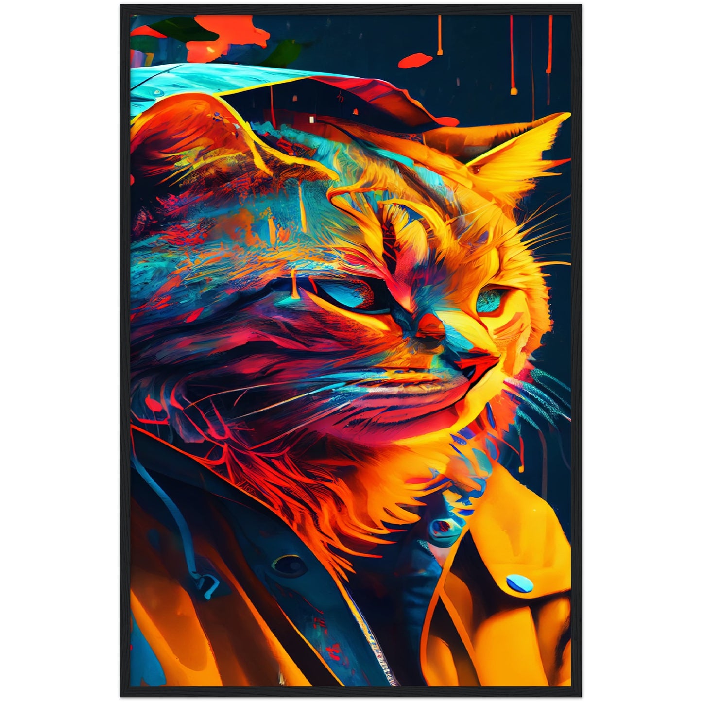 Vibrant Cat Premium Semi-Glossy Paper Wooden Framed Print