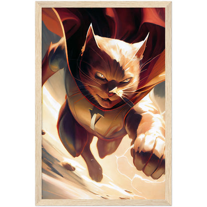 Supercat Premium Semi-Glossy Paper Wooden Framed Print