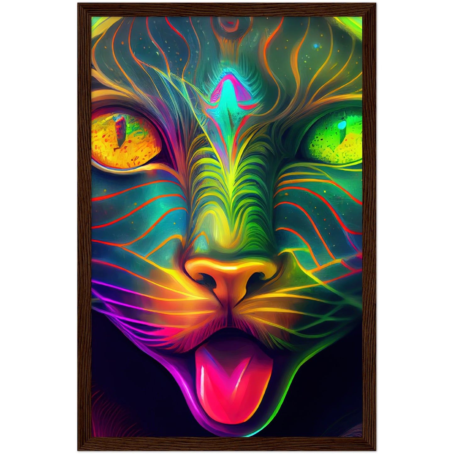 Catnip Trip Premium Semi-Glossy Paper Wooden Framed Print