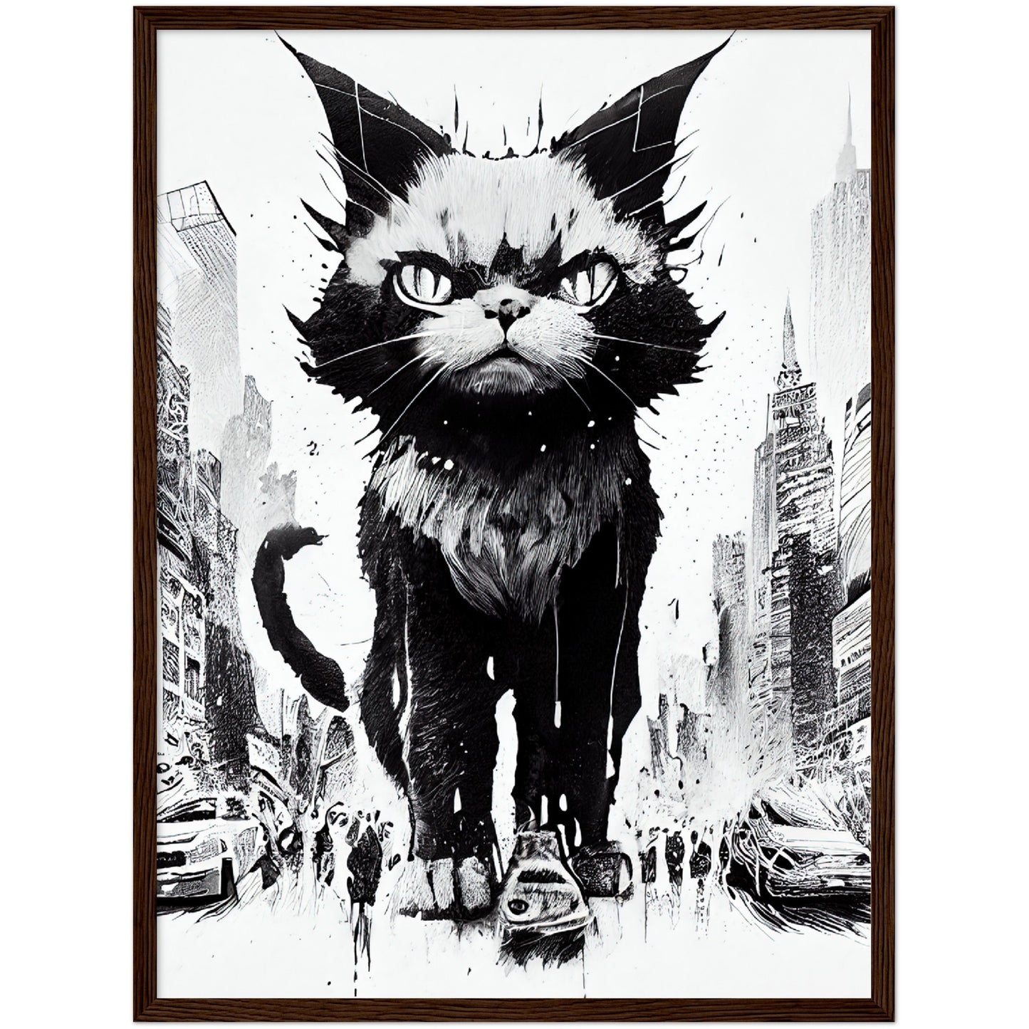 Catzilla Premium Semi-Glossy Paper Wooden Framed Print