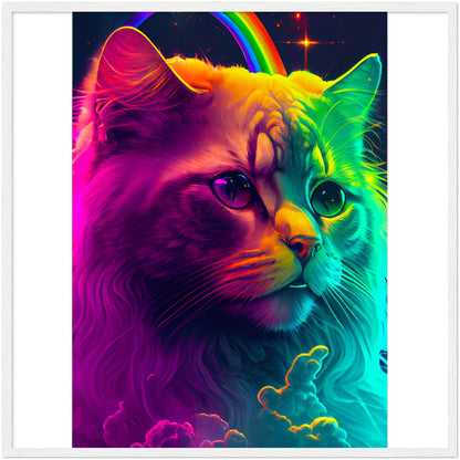 Rainbow Cat Premium Semi-Glossy Paper Wooden Framed Print