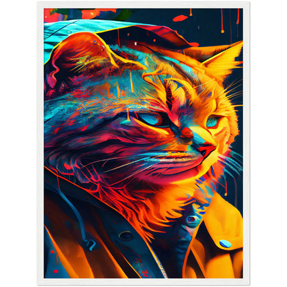 Vibrant Cat Premium Semi-Glossy Paper Wooden Framed Print