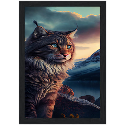 Mountain Kitty Portrait Premium Semi-Glossy Paper Wooden Framed Print